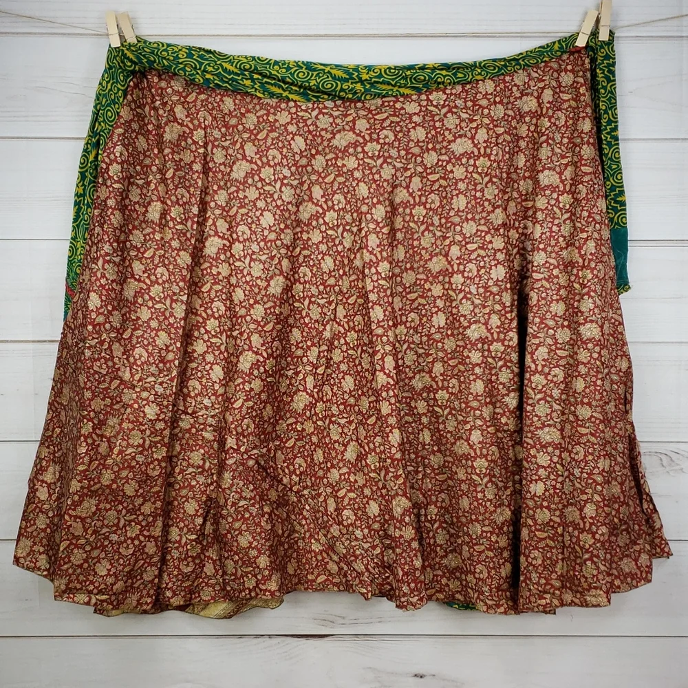 Darn Good Yarn Sari Silk Wrap Skirt Ankle Goddess - Picture 4 of 16
